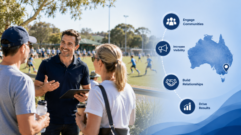 Australian business engaging the community at a sponsored event to drive enquiries