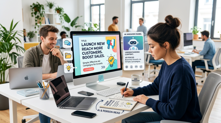 Ad creative written to be understood by AI systems and persuasive to people