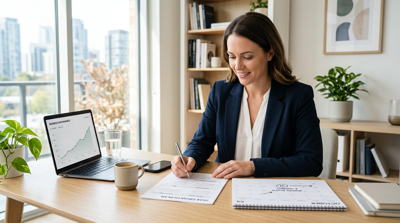 business owner mapping out a growth plan for the year ahead