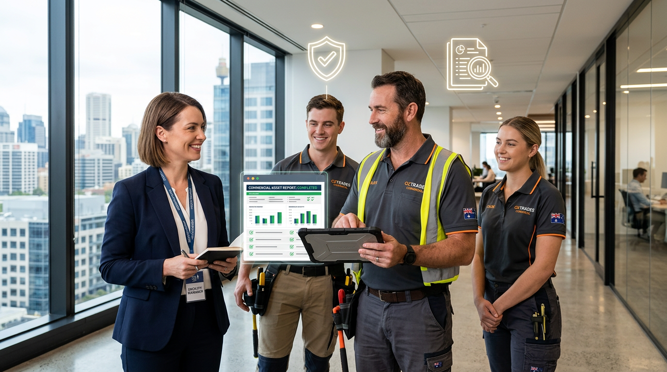 Australian commercial trades team meeting a facility manager to win a contract