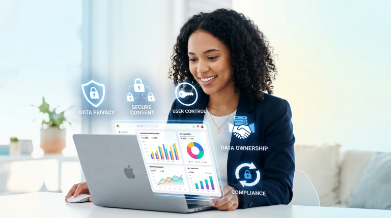 Australian marketer reviewing first-party conversion data on a clean dashboard