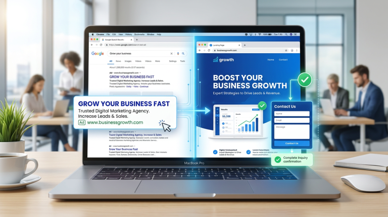 business aligning a Google ad and landing page so clicks become enquiries