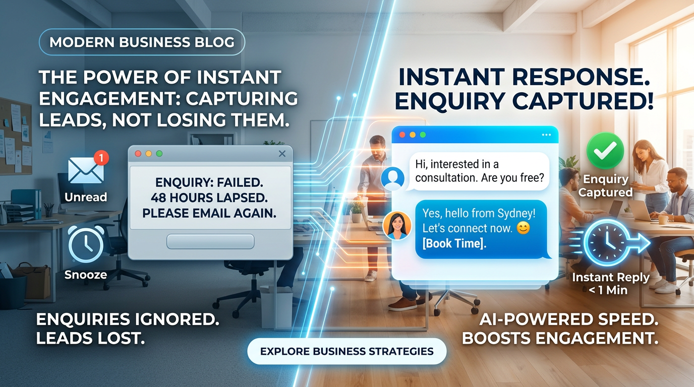 business responding instantly to an enquiry so it is not lost to delay