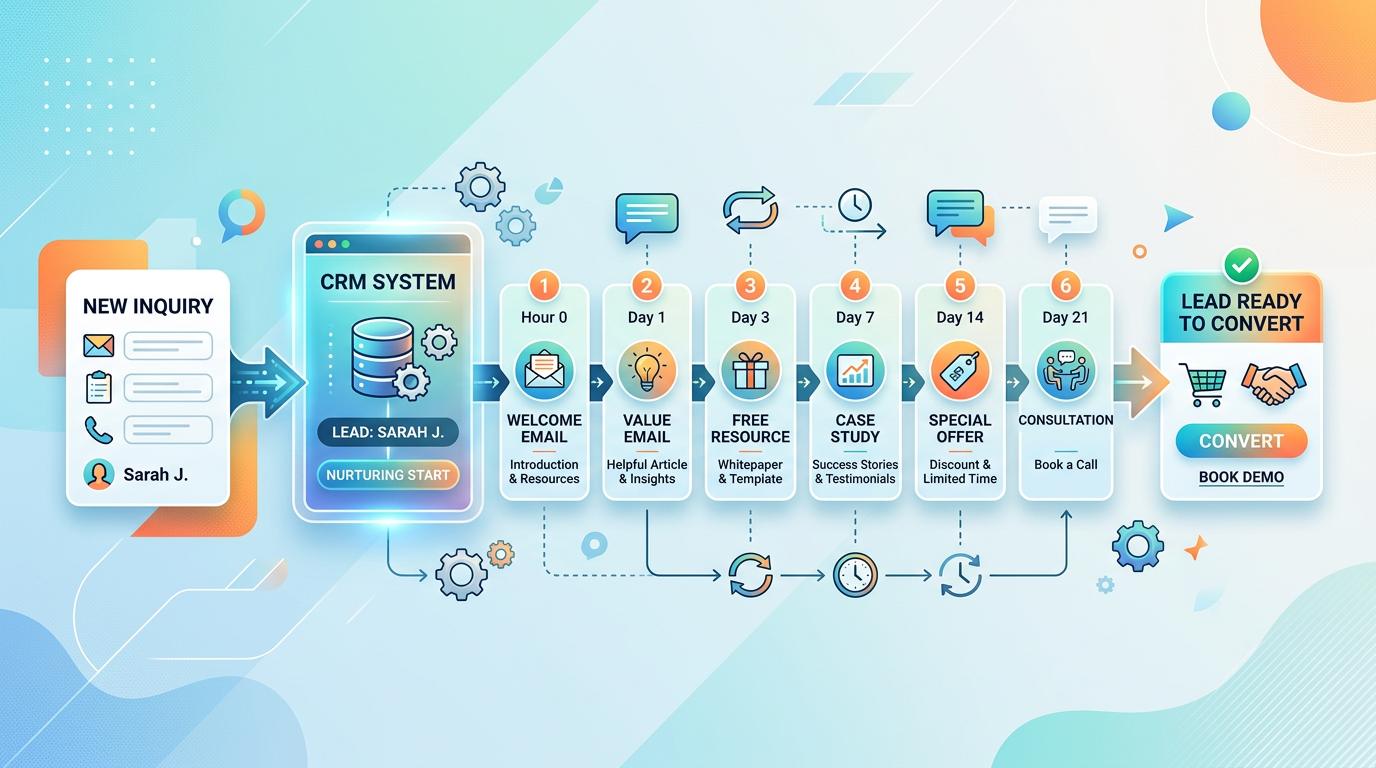 business running an automated lead nurturing workflow in a CRM