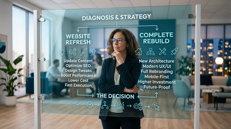 business deciding between rebuilding and refreshing its website based on evidence
