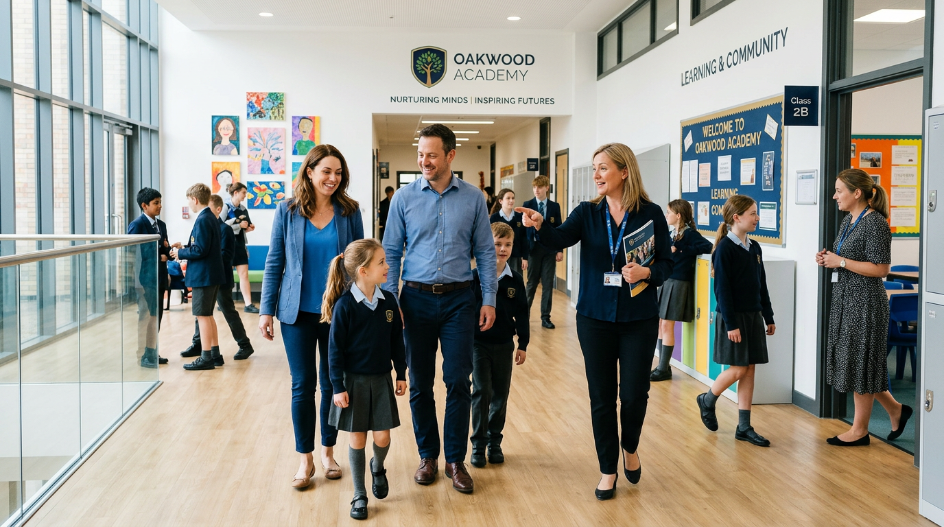 Australian family confidently touring a school they have come to trust